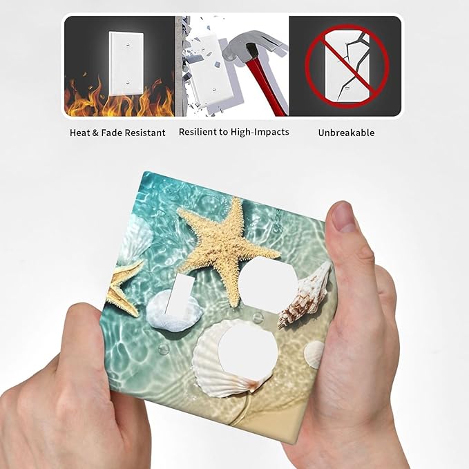 Wallplates Beach Starfish Ocean Conch Cameo Shell 1 Toggle 1 Duplex Switch Plate Electrical Gfci Faceplate Decorative Light Switch Covers For Decor Kids Room Decor