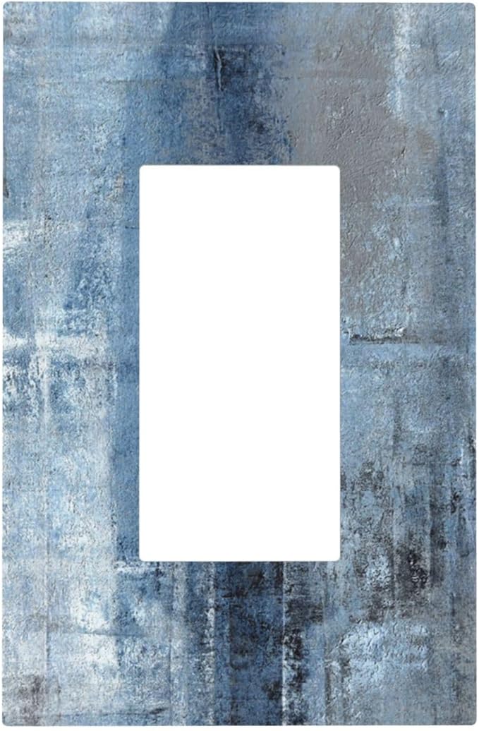 Outlet Covers Navy Blue Gray Abstract Ink Painting 1 Gang Duplex Light Switch Cover Plate Decorative Wall Plates Electrical Switchplate Receptacle for Bathroom Bedroom Decor（2 Pack）