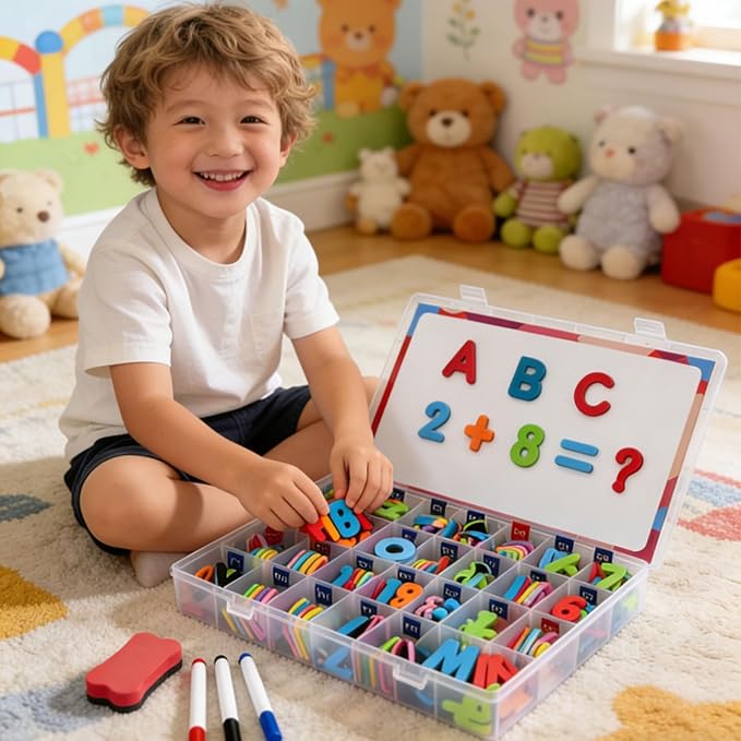 Magnetic Letters and Numbers Set – 263 Pieces Educational Toys for Kids Ages 3+ – Colorful Alphabet Magnets for Whiteboard & Fridge – Preschool Learning Resources Ideal for Homeschool & Classroom