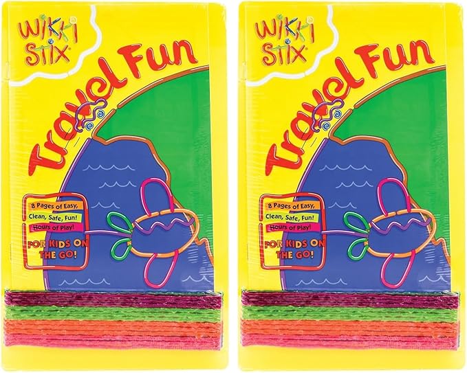 WikkiStix Travel Fun Pak, 24 Wikki Stix and 8-Page idea Booklet and playboard, Made in The USA! (Pack of 2)