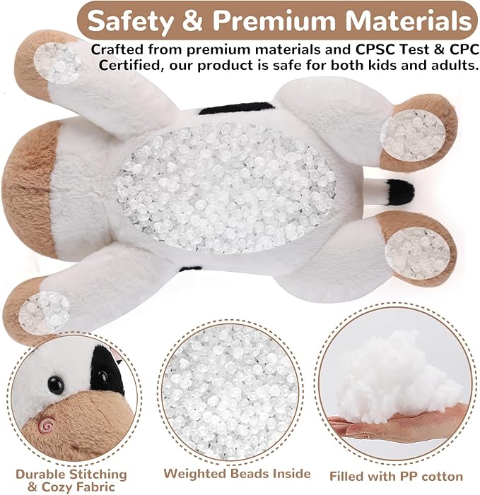 gnomantic Cow Weighted Stuffed Animals - 12 Inch 1.0 Pounds Weighted Plushies Cow Stuffed Animals - Small Plush Pillow - Cute Plush Toys Gifts for Kids & Adults (12" 1.0 lbs)