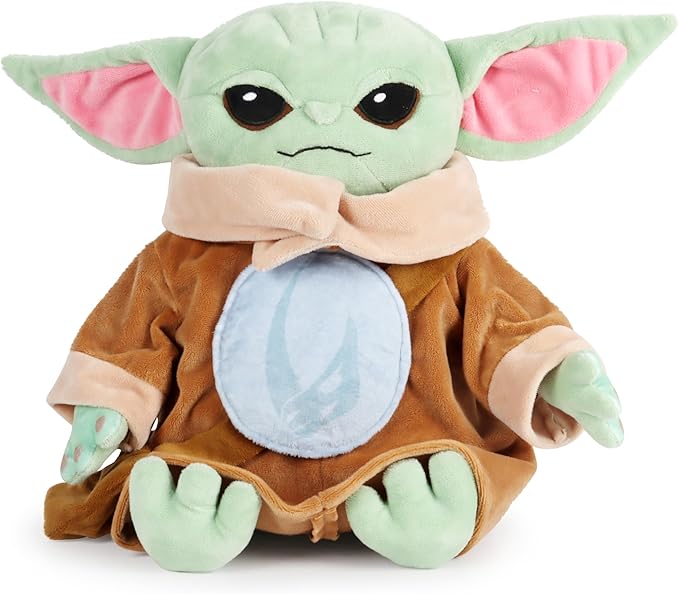 Jay Franco Plush Pillow Buddy - Large Kids Ultra-Soft Stuffed Plushie & Cozy Pillow, Official Licensed Star Wars, 15 Inches, Multi - The Mandalorian Grogu