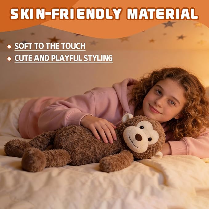 24" 3.2 Pounds Monkey Cute Weighted Stuffed Animals,Sensory Comfort Plush Throw Pillow Toy,Monkey Plush Toys for Stress Relief, Kawaii Plushies Hugging Toy Stuffed Monkey Gifts for Kids & Adults.