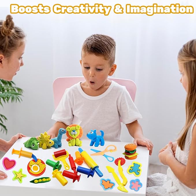 iShyan Dough Tools for Kids, 24 Pieces Dough Play Tools Set with Rolling Pins,Cutters,Dough Extruders,Scissor
