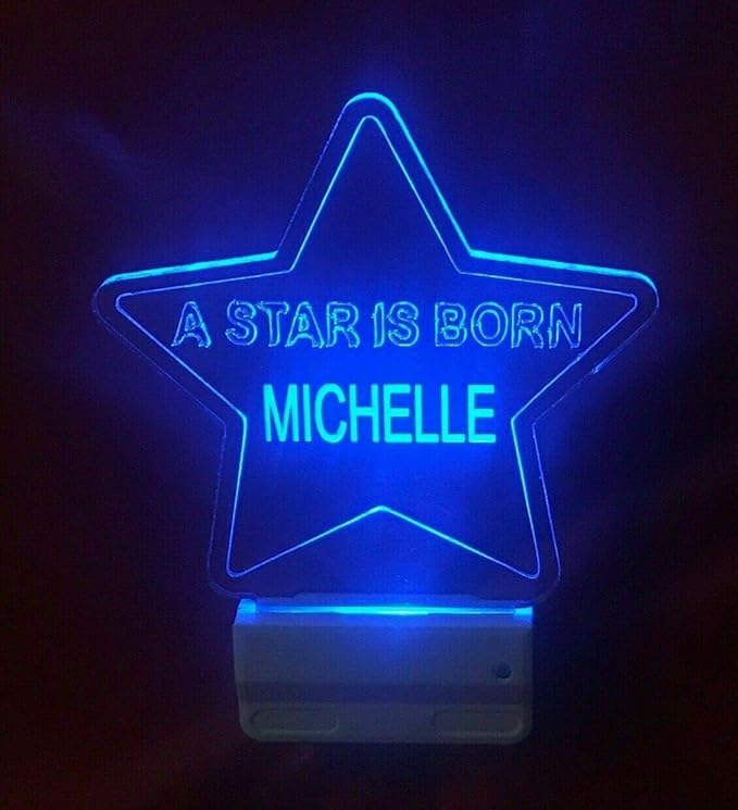 Night Light Multi Color Personalized LED Plug-in, Ultra-Slim Touch Night Light Smart Dusk to Dawn Sensor, Kids Children's Bedroom Kitchen Bathroom Hallway Play Room Variations (Star)