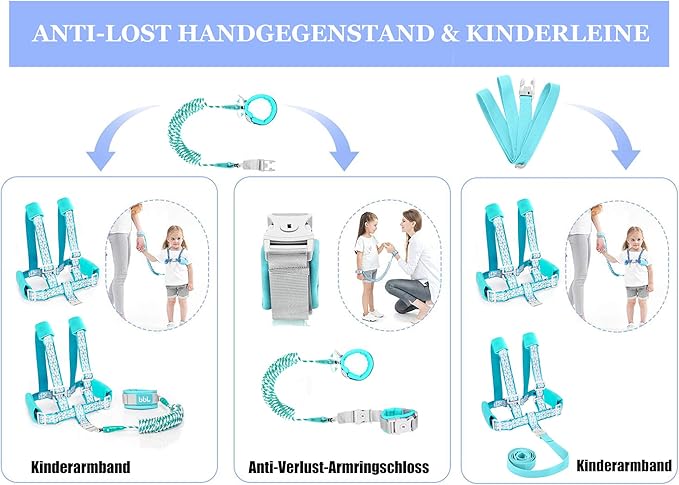 Toddler Leash for Walking, Toddler Safety Harnesses Leashes, Safety Harness with Lock for Kids, Anti Lost Wrist Link for Toddlers ，Upgrade with Reflective Tape Liner（6.5ft）for Kids