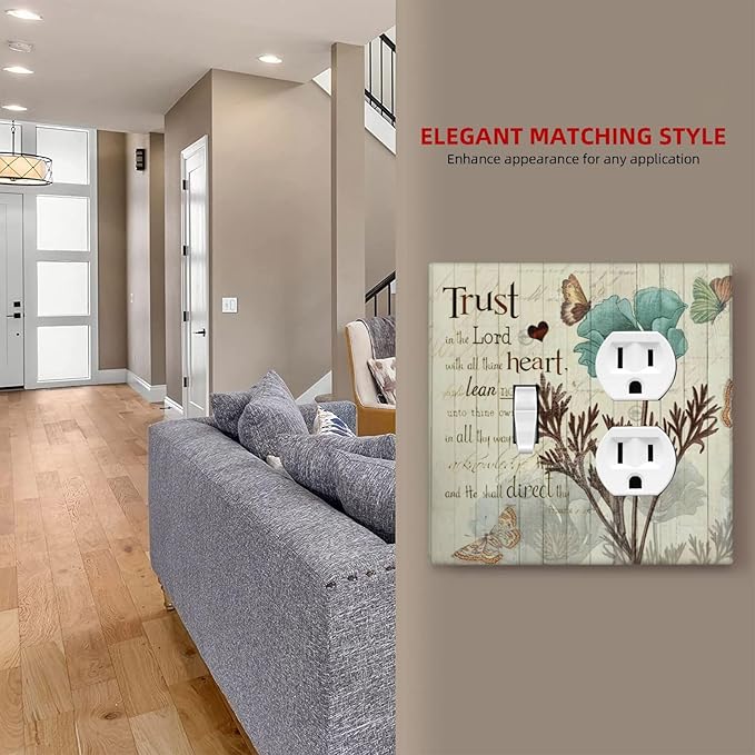 Rustic Elegant Teal Tulip Bible Inspirational Quote Wallplates 1 Toggle 1 Duplex Switch Plate Electrical GFCI Faceplate Decorative Light Switch Covers for Farmhouse Bedroom Decor