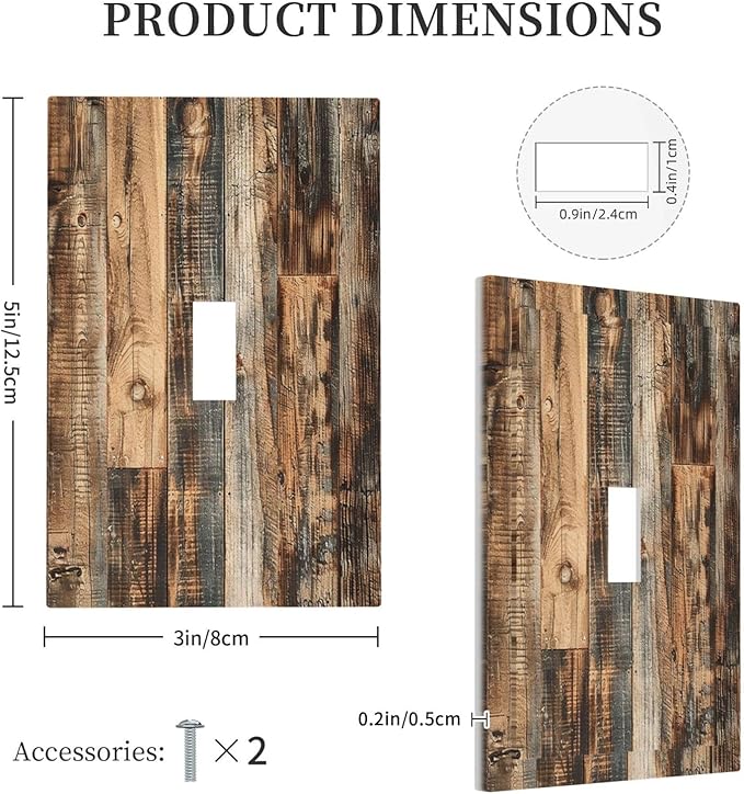 Decorative Light Switch Cover Rustic Brown Wood Pattern Splice Plank 1 Gang Single Toggle Device Electrical Faceplate Switchplates Decorator Outlet Wall Plate For Farmhouse Cabin Decor