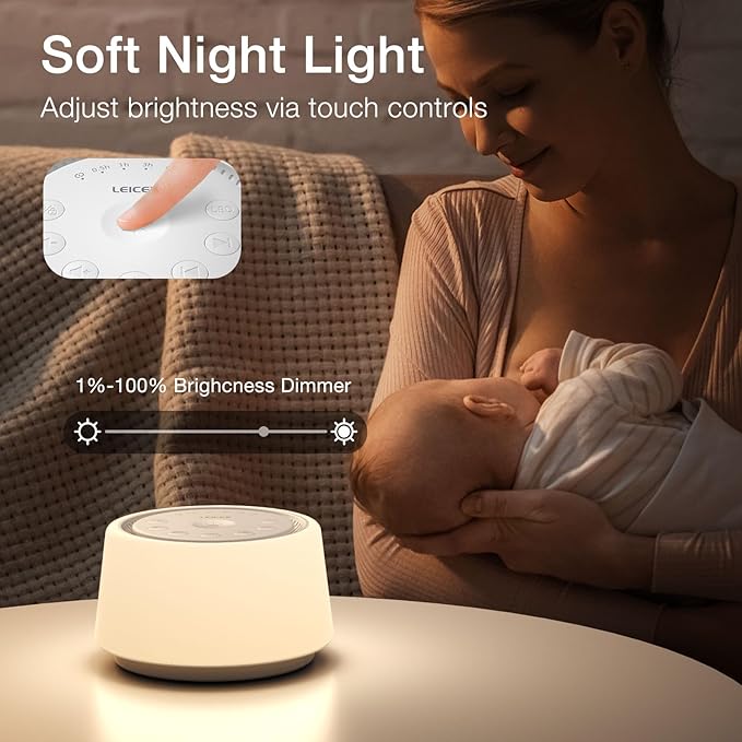 LEICEX White Noise Sound Machine | Sound Machine for Baby Rechargeable | 30 Soothing Sounds | 10 Colors Night Light | White Noise Machine for Sleep Baby Adults Portable Sound Machine for Home Travel