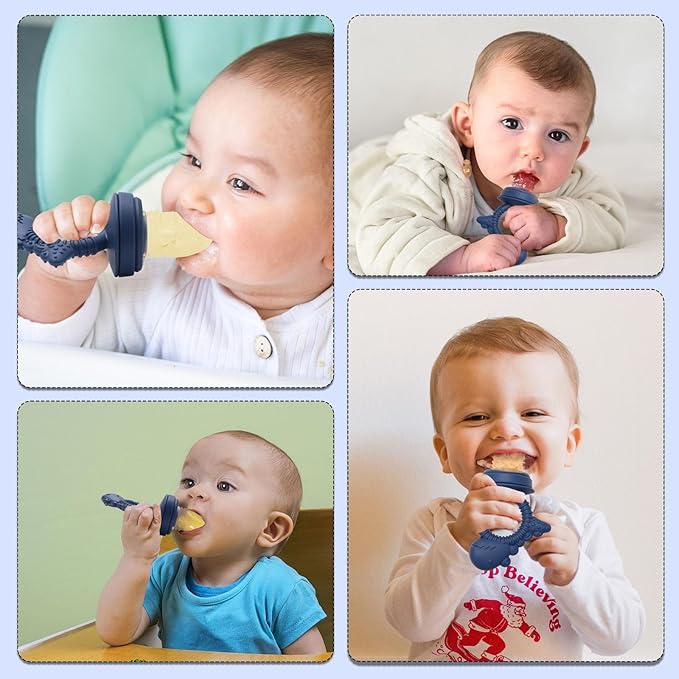 Baby Breastmilk Popsicle Molds & Fruit Feeder Pacifier, Silicone Baby Food Freezer Tray Storage Containers for Infant Teething Self Feeding