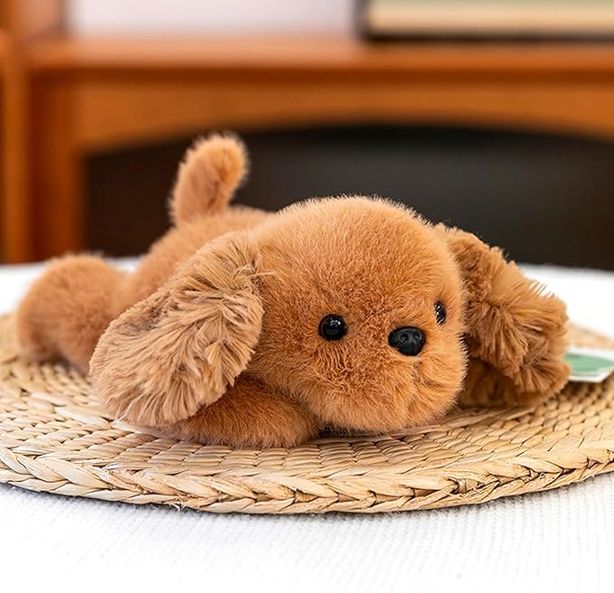 PEACH CAT Golden Retriever Dog Stuffed Animal Cute Puppy Plushies Small Plush Toys Gifts for Kids Brown