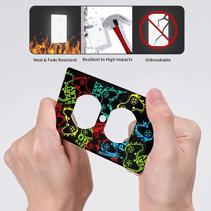 Video Game Outlet Covers Decorative Electrical Outlets Duplex Outlet 1-Gang Wall Plate Receptacle Wall Outlet Cover