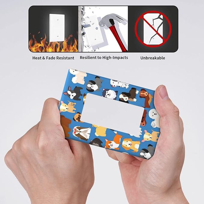 Cute Animal Dogs Puppy Decorative Outlet Cover Single Rocker Light Switch Plate Cover Electricity Receptacles Plates For Home Kitchen Living Bedroom 4.6 * 2.8