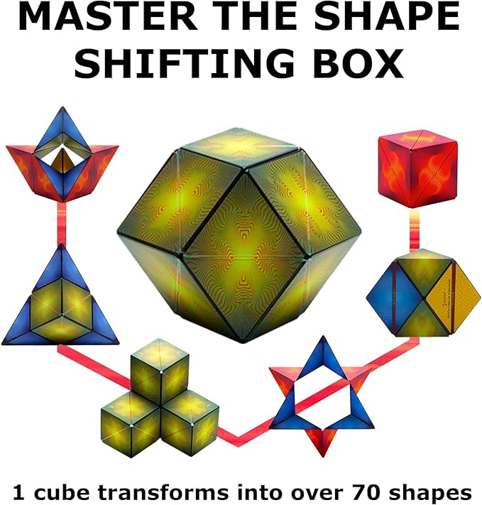 Shashibo Shape Shifting Box - Award-Winning STEM Fidget Toy with Ultra Strong Magnets - Puzzle Cube Transforms Into 100+ Shapes, Perfect Sensory Gift for Kids, Teens, and Adults (Optical Illusion)
