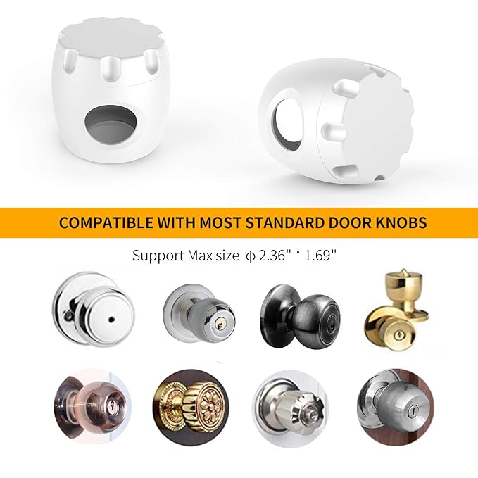 Door Knob Safety Cover, 4 Pack Baby Safety Door Handle Cover, Screw Thread Design, Reusable, Reliable Solution to Prevent Kids from Popping Off the Covers