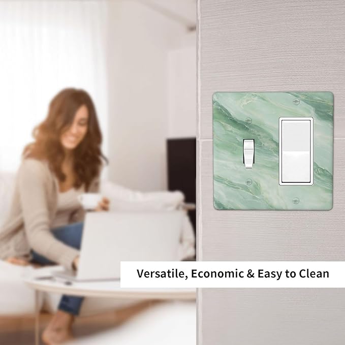 Outlet Covers Green Marble Pattern 1 Toggle 1 Rocker Combo Light Switch Cover Plate Decorative Switch Plate Covers Electrical Wall Plate for Home Bedroom Decor