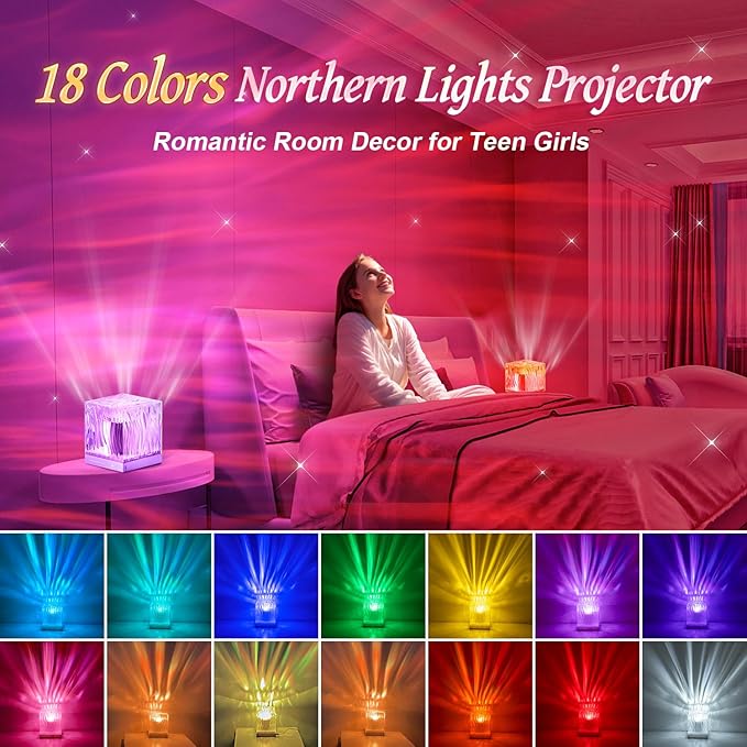 Teen Girl Gifts Trendy Stuff Northern Lights Projector, 18-Color 16th Birthday Gifts for Girls Mothers Day Gifts for Teen Girls Women, Mood Lighting, Room Light Projector for Bedroom Cute Room Decor