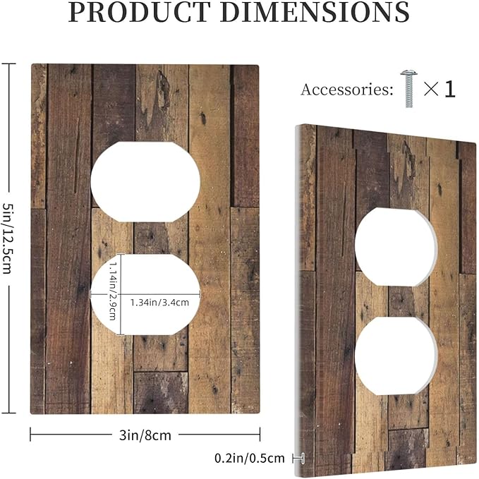Cool Brown Wood Style Vintage Rustic Print Outlet Covers 1 Gang Duplex Light Switch Cover Decorative Switch Plates Electrical Receptacle Faceplate Wall Plate for Farmhouse Home Decor
