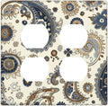 Outlet Covers Doodle Style Floral Abstract Teardrop 2 Gang Double Duplex Decorative Light Switch Covers Electrical Wallplates Socket Faceplate For Bed Room Living Room Decor