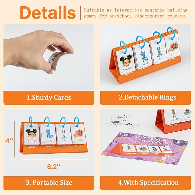 Alened Sentence Building for Kids, Speech Therapy Toys for Toddlers 3-4, Learn to Read Phonics Games, Special Education Homeschool Classroom Supplies