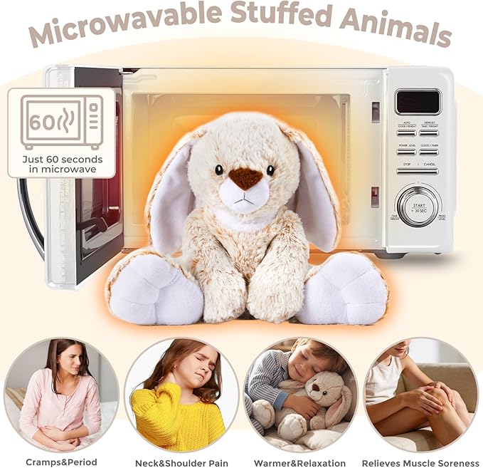 Bunny Microwavable Weighted Stuffed Animals,Heating Pad Animal for Period Cramps&Pain,Lavender Scented Heatable&Coolable Bunny Plushies Toy for Stress Relief,Gifts for Girls Kids Women