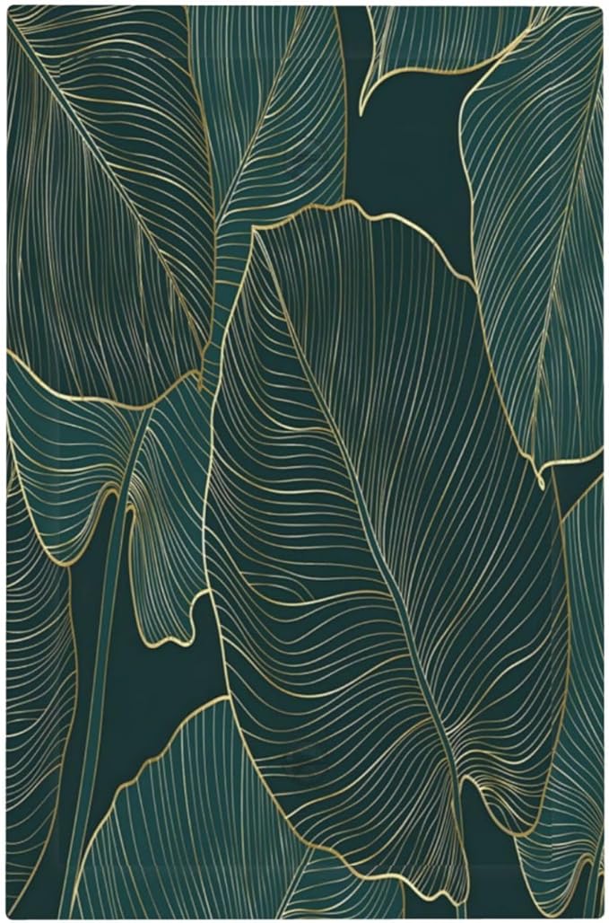 Gold Tropical Green Botanical Palm Leaves Light Switch Cover Plate 1 Gang No Device Blank Electrical Wall Plates Faceplate Decorative Switch Plate Covers for Bedroom Living Room Decor