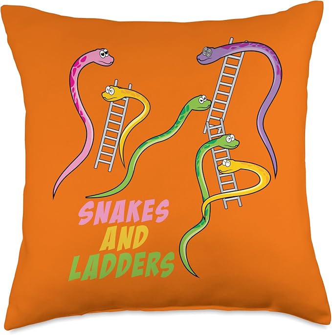 Snakes and Ladders Humor Board Game Gamer Womens Men Kids Throw Pillow