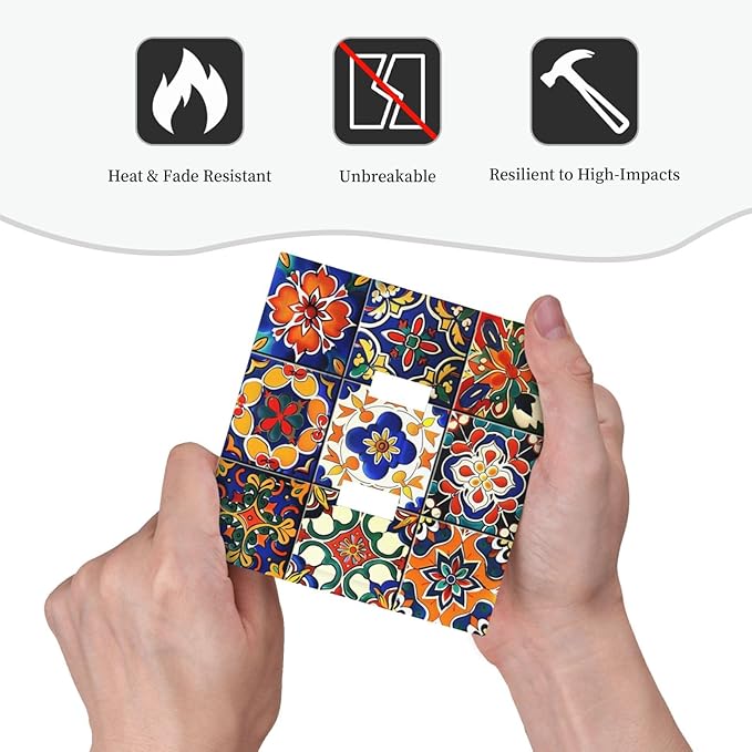 Decorative Switch Plates Colorful Mexican Talavera Vintage Boho Floral 2 Gang Double Toggle Outlet Light Switch Cover Wall Plate Electrical Faceplate For Farmhouse Cabin Decor
