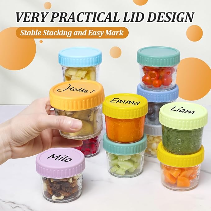 16 pcak Glass Baby Food Storage Containers & 10 Pack Reusable Baby Food Pouches Set, 4 oz Glass Jars with lids for Infant Baby Food,Freezer and Microwave Safe,100% Leak Proof,Reusable BPA Free（16）