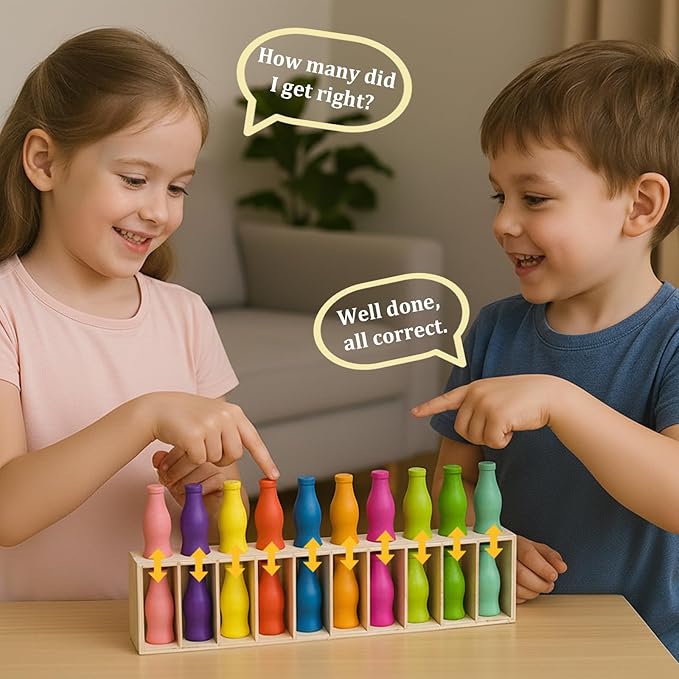 Bottle Color Match Game, Fun Family Board Game for Kids 8-12, Bottle Collision Game for 2-4 Players with Metal Handheld Counters, Perfect for Travel Camping Holidays Party Night (New Version)