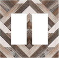 Polygon Collage Abstract Shapes Rustic Wood Panel Print Decorative Outlet Covers 2 Gang Double GFCI Rocker Electrical Wall Panels Light Switch Cover Plate for Farmhouse Bedroom Decor