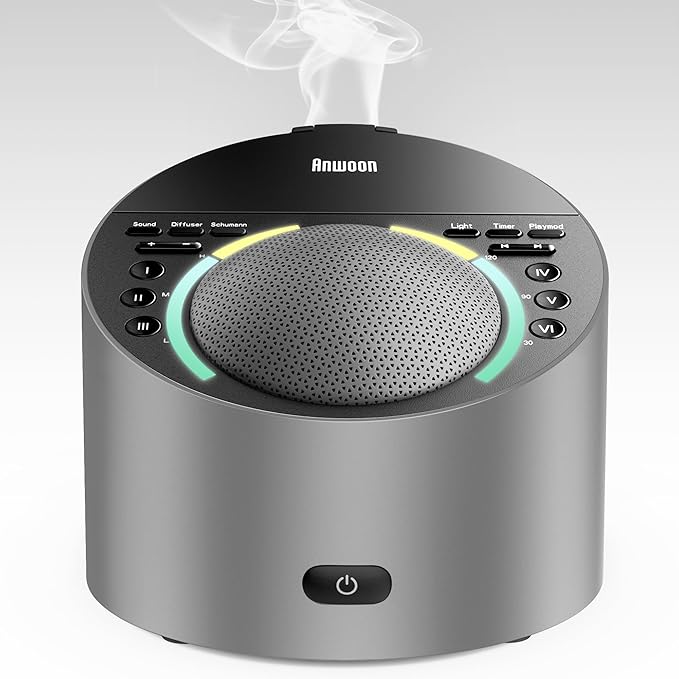Sound Machine with Aroma Diffuser, Premium Metal Shell White Noise Machine, Soothing Night Light, 50+ Natural Sounds for Sleep, Focus, Relaxation, Perfect System for Adults Kids Baby