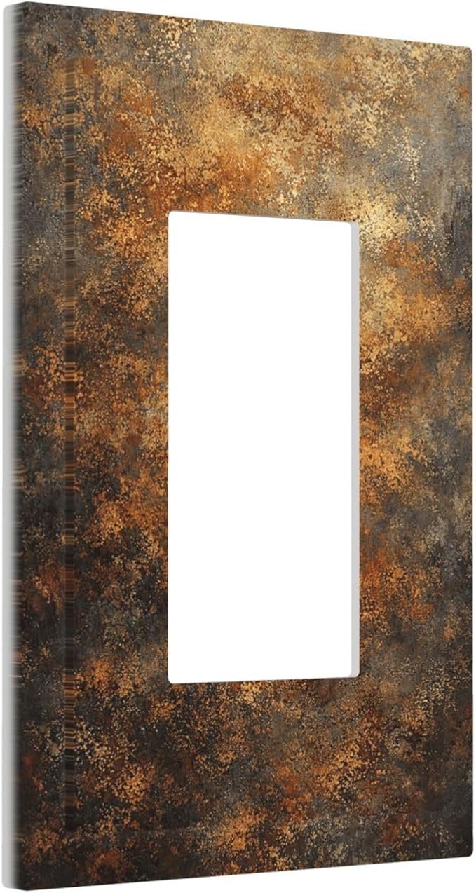 Decorative Outlet Covers Vintage Rust Pattern in Brown gold 1 Gang Rocker Light Switch Cover Plate Single Wall Plates for Electrical Outlets Switch Plate Covers Faceplate for Home Decor