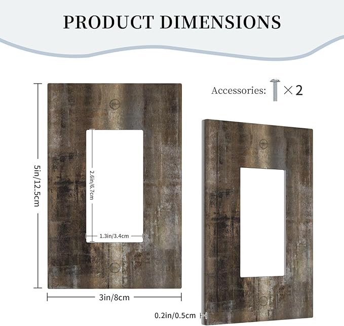 Light Switch Cover Plate Tan Brown Rustic Abstract Wood Vintage Wooden 1 Gang Outlet Covers Single Rocker Decorative Switch plates Electrical Wall Plates GFCI Receptacle for Farmhouse Home