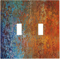 Decorative Switch Plate Covers Vintage Copper Rust 2 Gang Double Toggle Light Switch Cover Red Celestial Blue Flatprint Electric Wall Plate Dual Device Electrical Faceplate for Kitchen Room