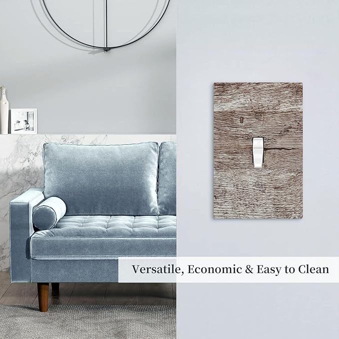 Light Switch Cover Plate Rustic Dark Grey Wood Plank Vintage Texture 1 Gang Wall Plate Cover Single Toggle Outlet Covers Decorative Switch Plate Covers Electrical Faceplate for Farmhouse Home