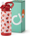 Choco Mocha Kids Water Bottle For School, Kids Insulated Water Bottle Stainless Steel for Girls,18Oz Red Strawberry