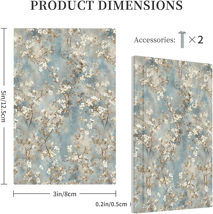Decorative Light Switch Cover Plate Rustic Blue White Plum Blossom Flower 1 Gang No Device Single Blank Outlet Covers Wall Plates for Electrical Outlets Faceplate for Bedroom Home Decor