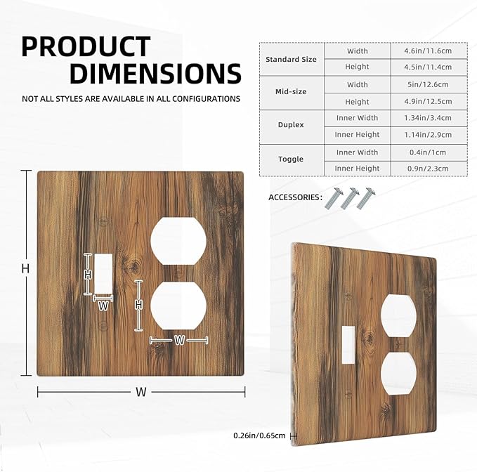 Wallplates Vintage Rustic Country Brown Wood 1 Toggle 1 Duplex Switch Plate Electrical Gfci Faceplate Decorative Light Switch Covers For Farmhouse Cabin Decor