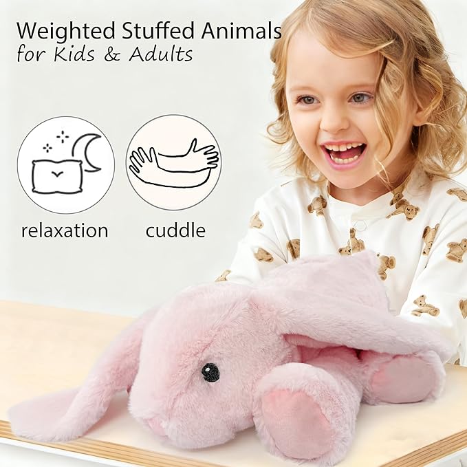 4.5 Lbs Weighted Stuffed Animals 22" Soft Pink Rabbit Plush Weighted Bunny Plush Toys for Kids and Adults Cute and Huggable Plush Toy Gifts for Comfort and Relaxation (Bunny)