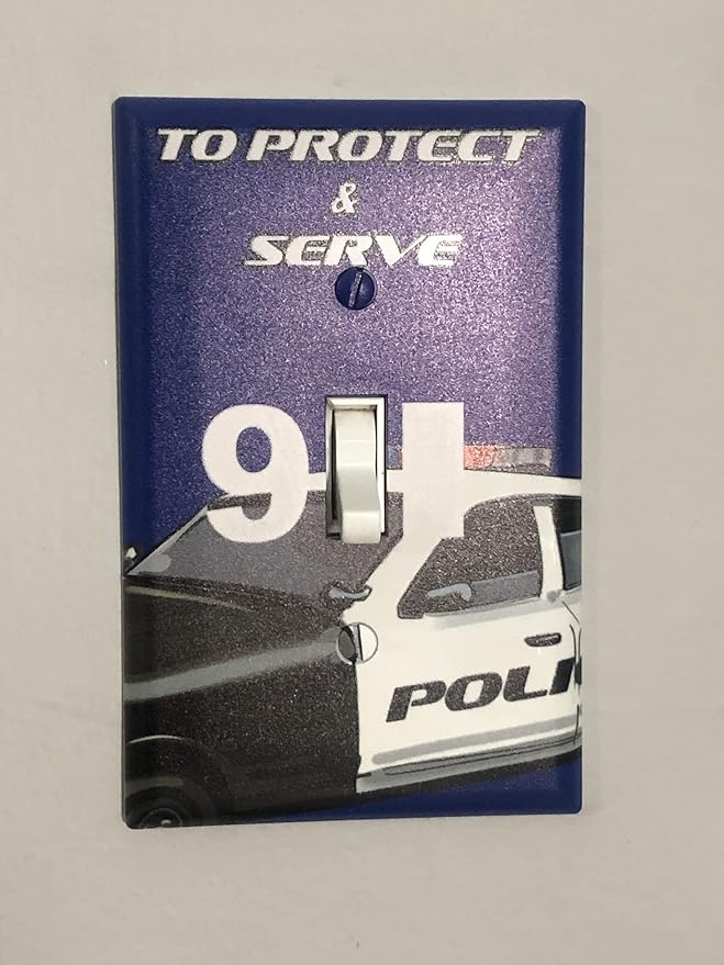 Boys Room Light Switch Cover Plate Kids Decorative Nursery Teen Toddler Room Decor Bedroom Bathroom Playroom (Police 911)