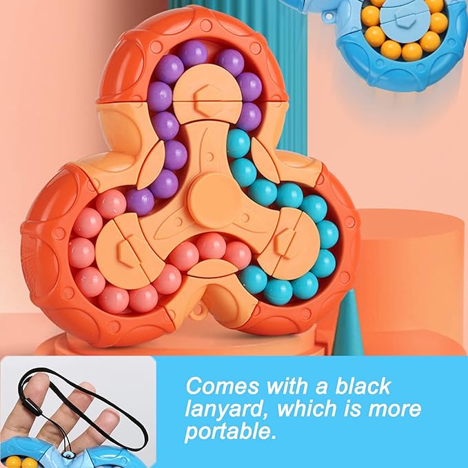 SUOXU Magic Bean Rotating Brain Teaser Finger Puzzle Toy,Boys Girl Handheld Spinner Stress Anxiety Relief Ball Game Sensory Toys, Gift for Kids Ages 3Above Easter Christmas Birthday New Year (Blue)