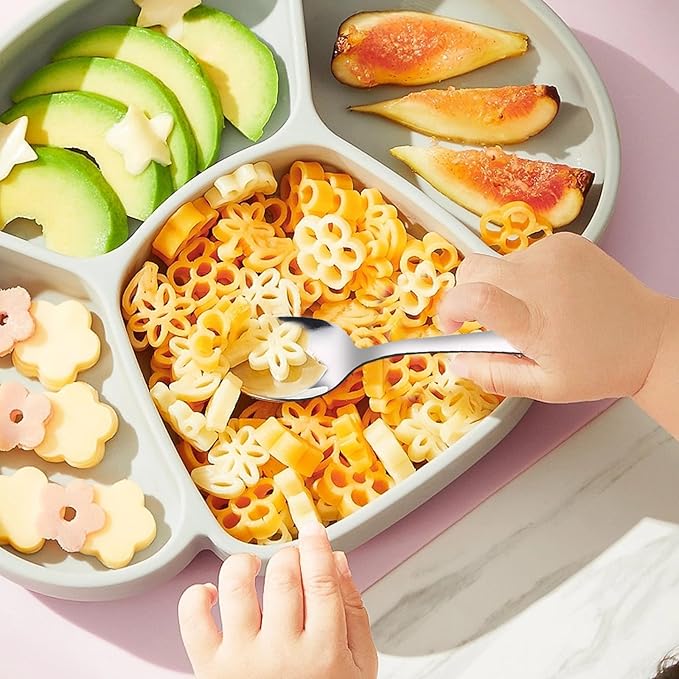 VANRA 2-Piece Children Flatware Set - Stainless Steel Child Silver Cutlery Set (1 Fork + 1 Spoon)