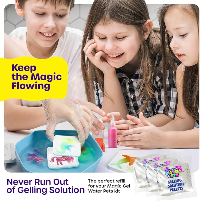 Aqua Fairy Water Pets Solution Refill - 3 Pack Magic Elf Toy Powder Kit - Optimized Solution for DIY Squishy Maker Set - Make Your Own Squishes Toys Craft - Compatible with Most Water Gel Kits