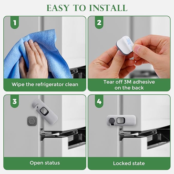 5 Pack Child Proof Refrigerator Lock, Baby Proofing Cabinet Locks, Oven Lock Child Safety, Fridge Lock, for Fridge, Drawers, Dishwasher, Oven, Cupboard, Closet, Adhesive, No Tools Need(Grey)