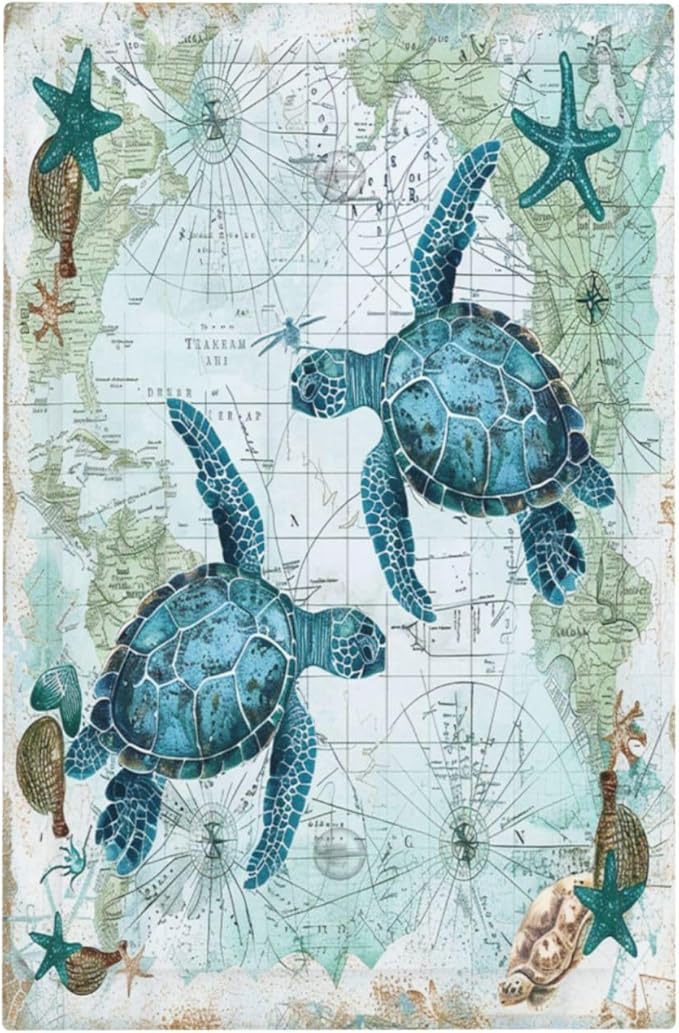 Light Switch Cover Plate Nautical Green Sea Turtles Beach Blue Ocean 1 Gang No Device Blank Electrical Wall Plates Faceplate Decorative Switch Plate For Bathroom Kids Room Decor