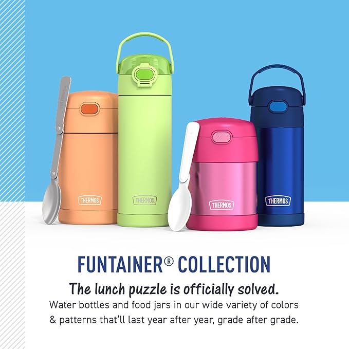 THERMOS FUNTAINER Insulated Food Jar – 10 Ounce – Kid Friendly Food Jar with Foldable Spoon, Princesses