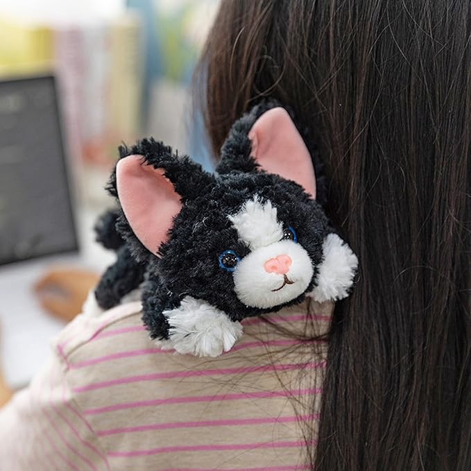 PEACH CAT Devon Rex Cat Stuffed Animal Cute Kitten Plushies Small Plush Toys Gifts for Kids Black