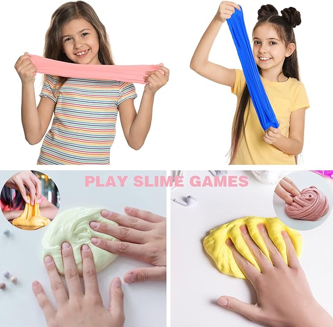 Butter Slime Kit with 64 Pack, Super Soft and Non-Sticky, Birthday Gifts for Boys and Girls, Scented Slime Party Favors, Stress Relief Toys, School Prizes, DIY Putty Toys for Kids Aged 6-12