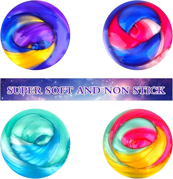 64 Pack Mini Bulk Galaxy Slime Kit Party Favors, Stretchy, Stress Relief, and Safe for Girls and Boys Classroom Reward, Easter Party Supplies,End of Year Student Gifts